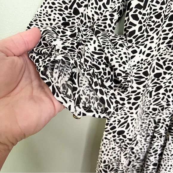 NWT Loft Tiered Midi Dress in Black and White Animal Print‎ Size XS Petite - Picture 6 of 9